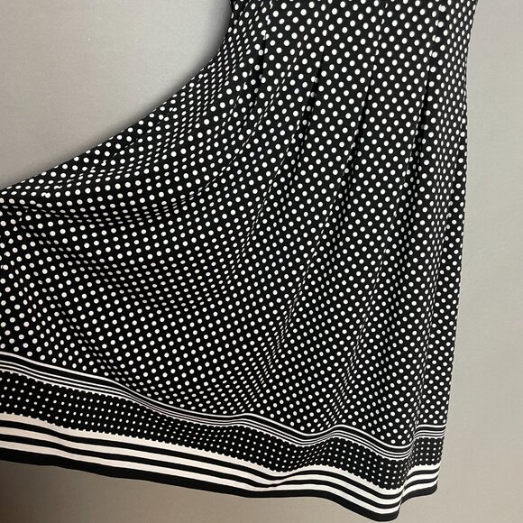 Max Studio Dress Polka Dot Black White Fit and Flare Sleeveless Sz Small A-Line - Picture 6 of 13